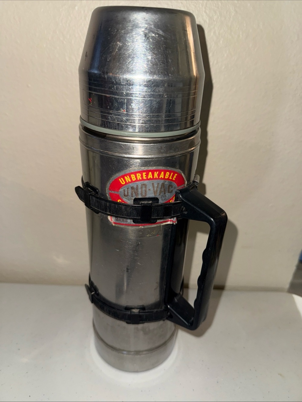 VTG 50s Solid Coffee Soup Cocoa stainless Steel thermos large drinking lid